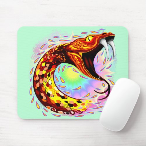 Snake Attack Psychedelic Surreal Art Mouse Pad