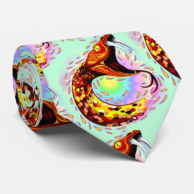 Snake Attack Psychedelic Surreal Art Neck Tie (Rolled)