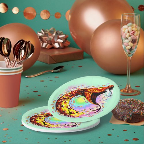 Snake Attack Psychedelic Surreal Art Paper Plates