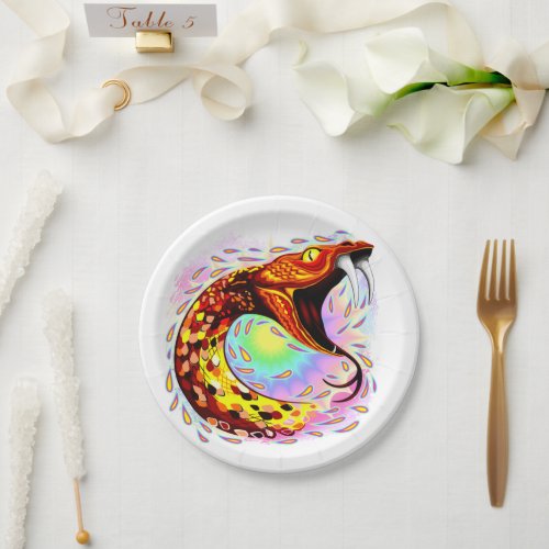Snake Attack Psychedelic Surreal Art Paper Plates