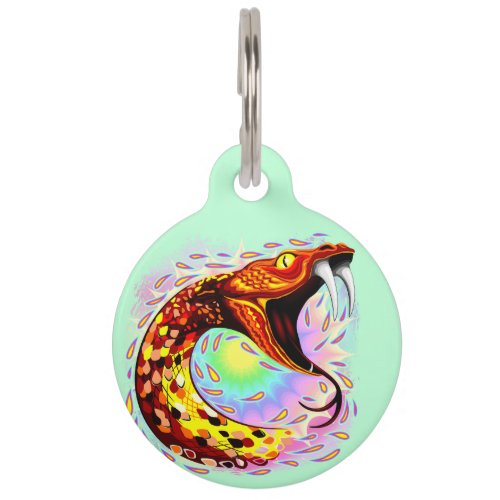 Snake Attack Psychedelic Surreal Art Pet ID Tag