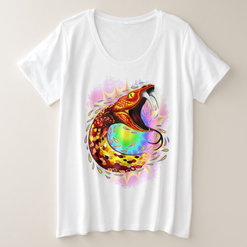 Snake Attack Psychedelic Surreal Art Plus Size T_Shirt