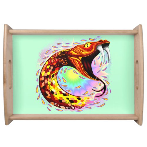 Snake Attack Psychedelic Surreal Art Serving Tray