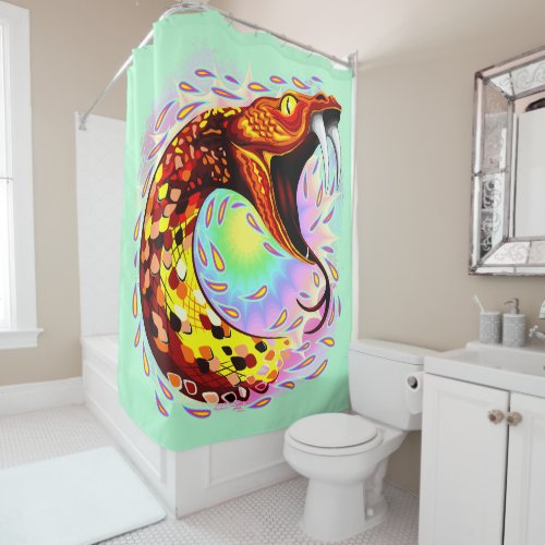 Snake Attack Psychedelic Surreal Art Shower Curtain