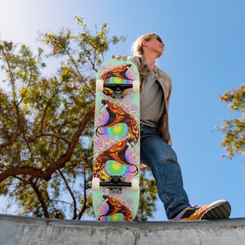 Snake Attack Psychedelic Surreal Art Skateboard
