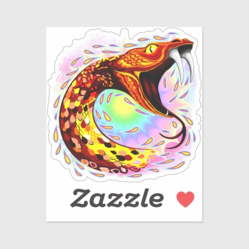 Snake Attack Psychedelic Surreal Art Sticker