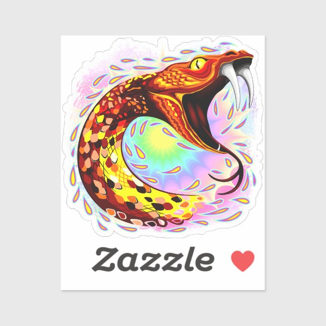 Snake Attack Psychedelic Surreal Art Sticker (Sheet)