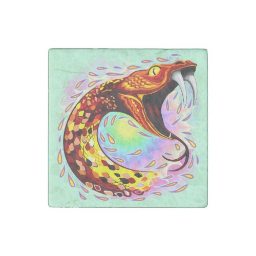 Snake Attack Psychedelic Surreal Art Stone Magnet