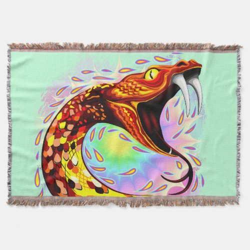 Snake Attack Psychedelic Surreal Art Throw Blanket