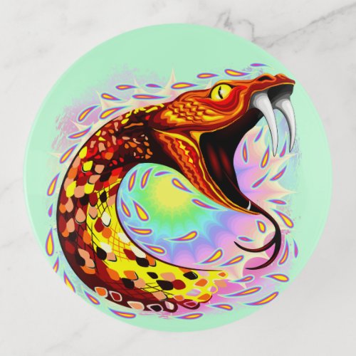 Snake Attack Psychedelic Surreal Art Trinket Tray