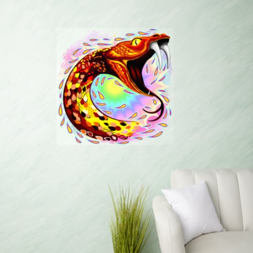 Snake Attack Psychedelic Surreal Art Wall Decal