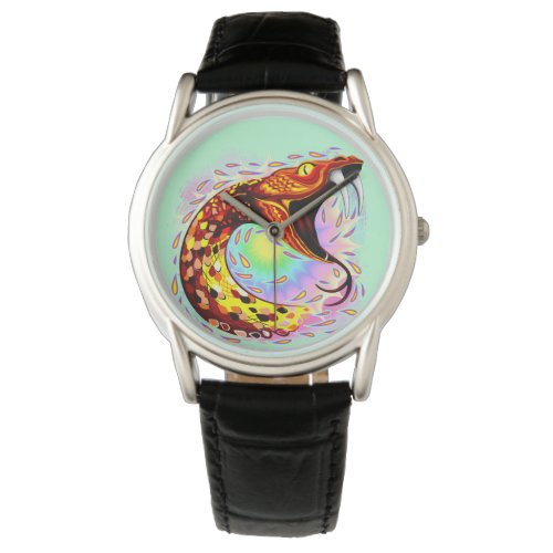 Snake Attack Psychedelic Surreal Art Watch