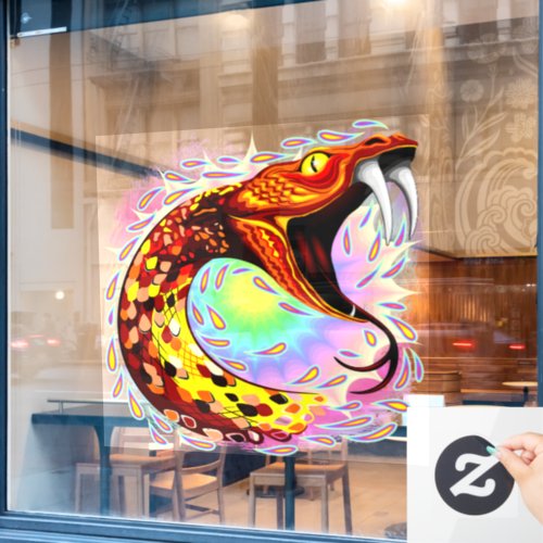 Snake Attack Psychedelic Surreal Art Window Cling