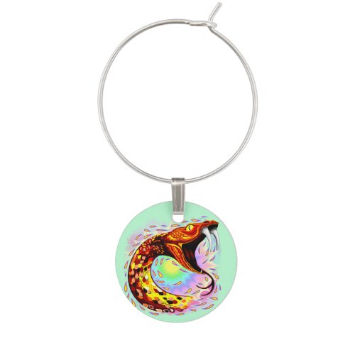 Snake Attack Psychedelic Surreal Art Wine Charm