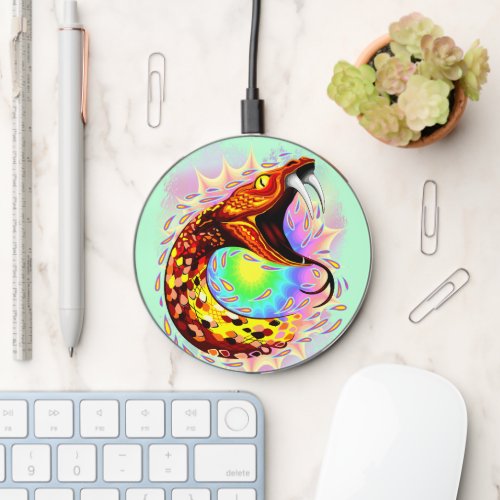 Snake Attack Psychedelic Surreal Art Wireless Charger