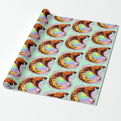 Snake Attack Psychedelic Surreal Art Wrapping Paper