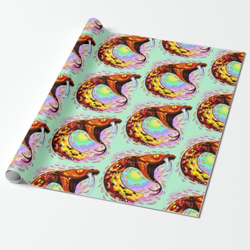 Snake Attack Psychedelic Surreal Art Wrapping Paper