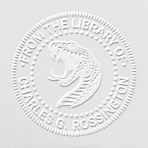 Snake Baring Fangs Head Library Book Name Embosser