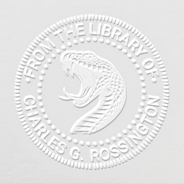 Snake Baring Fangs Head Library Book Name Embosser (Design)