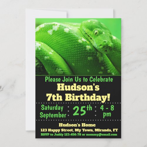 Snake birthday invitation
