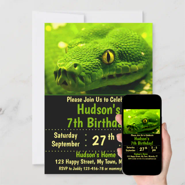 Snake birthday invitation | Zazzle