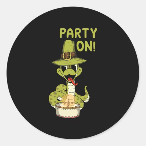 Snake Birthday Party Classic Round Sticker