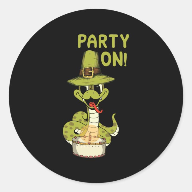 Snake Birthday Party Classic Round Sticker (Front)