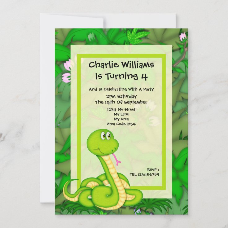 Snake Birthday Party Invitation Zazzle