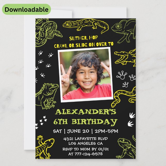 Snake Birthday Party Invitations Boy Party Modern (Creator Uploaded)