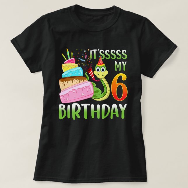 Snake Birthday Party Kids 6th Reptile Supplies Dec T-Shirt (Design Front)