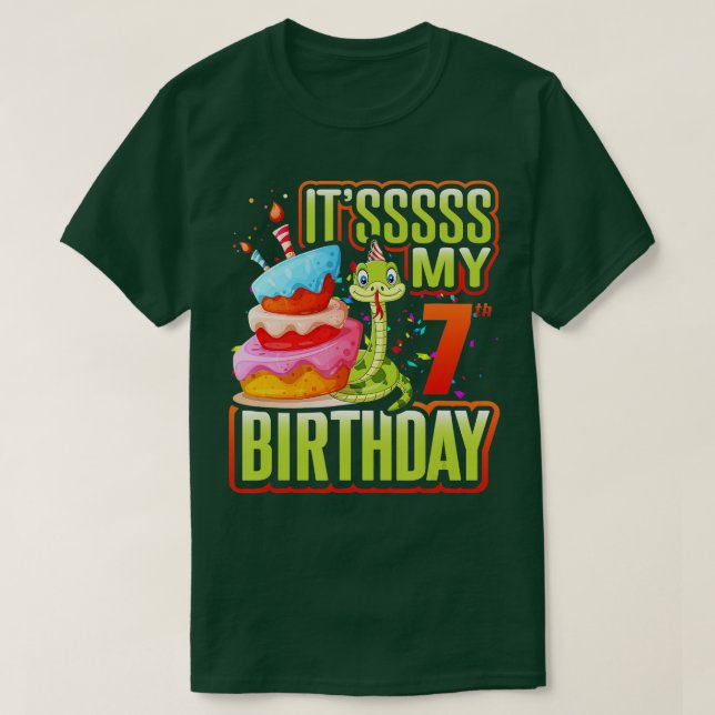Snake Birthday Party Kids 7th Reptile Supplies Dec T-Shirt (Design Front)
