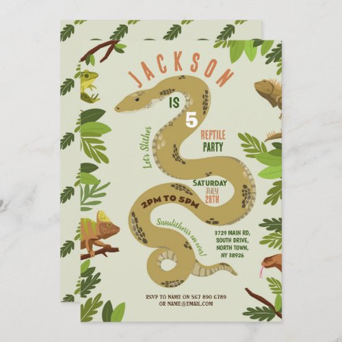 Snake Birthday Party Reptiles Jungle Invitation