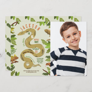 Snake Birthday Party Reptiles Jungle Photo Invitation