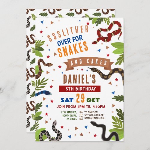 Snake Birthday Party Reptiles Jungle Slither Invitation