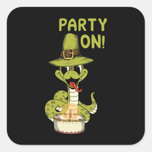 Snake Birthday Party Square Sticker