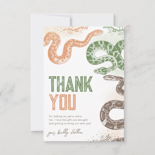 Snake Birthday Party Thank You Cards