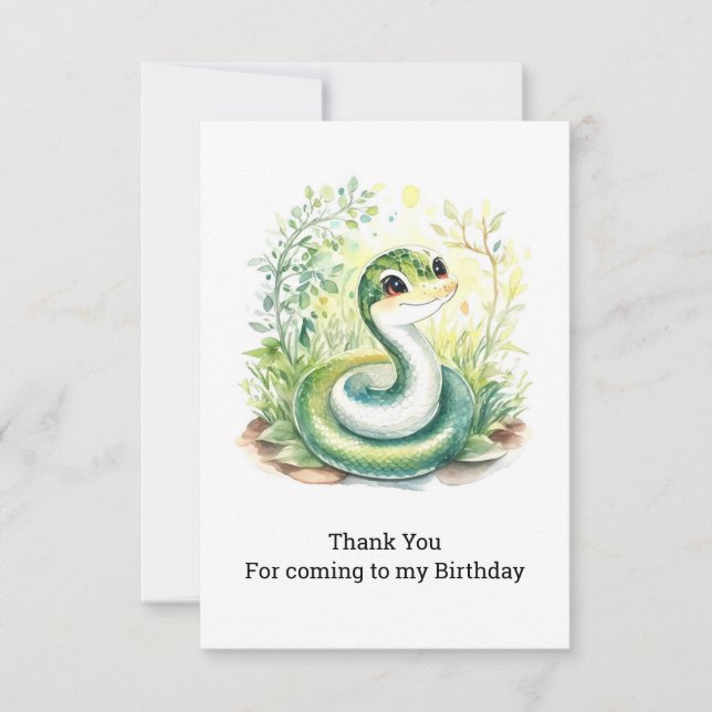Snake Birthday Thank You Card (Front)