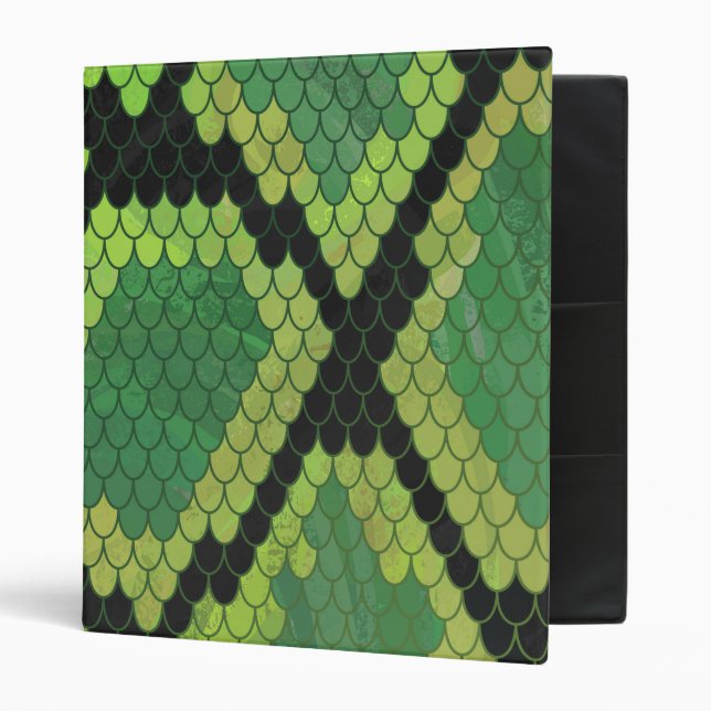 Snake Black and Green Print 3 Ring Binder (Front/Inside)