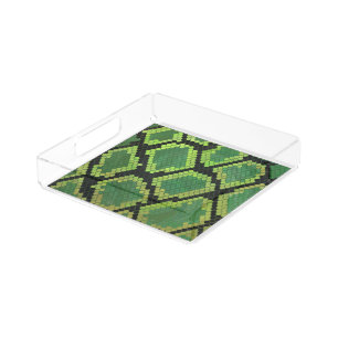 Snake Black and Green Print Acrylic Tray