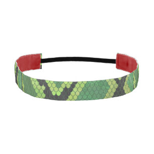 Snake Black and Green Print Athletic Headband