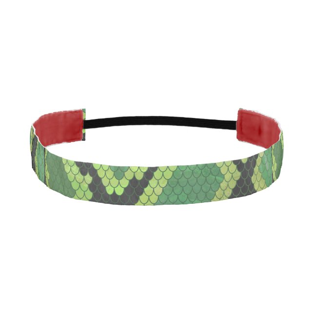 Snake Black and Green Print Athletic Headband (Front)