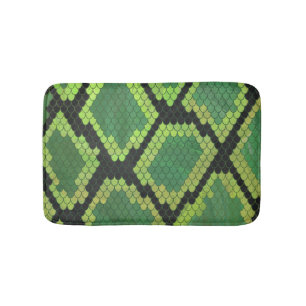 Snake Black and Green Print Bath Mat