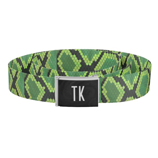 Snake Black and Green Print Belt (Coil)