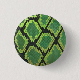 Snake Black and Green Print Button