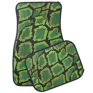 Snake Black and Green Print Car Floor Mat