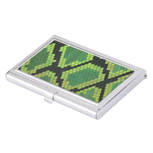 Snake Black and Green Print Case For Business Cards