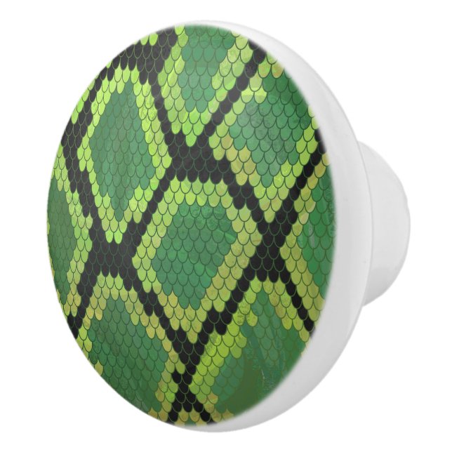 Snake Black and Green Print Ceramic Knob (Right)