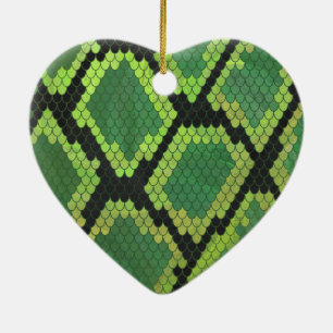 Snake Black and Green Print Ceramic Ornament