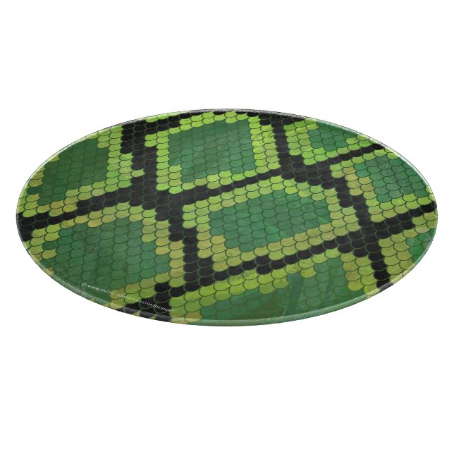 Snake Black and Green Print Cutting Board (Corner)