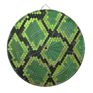 Snake Black and Green Print Dartboard With Darts